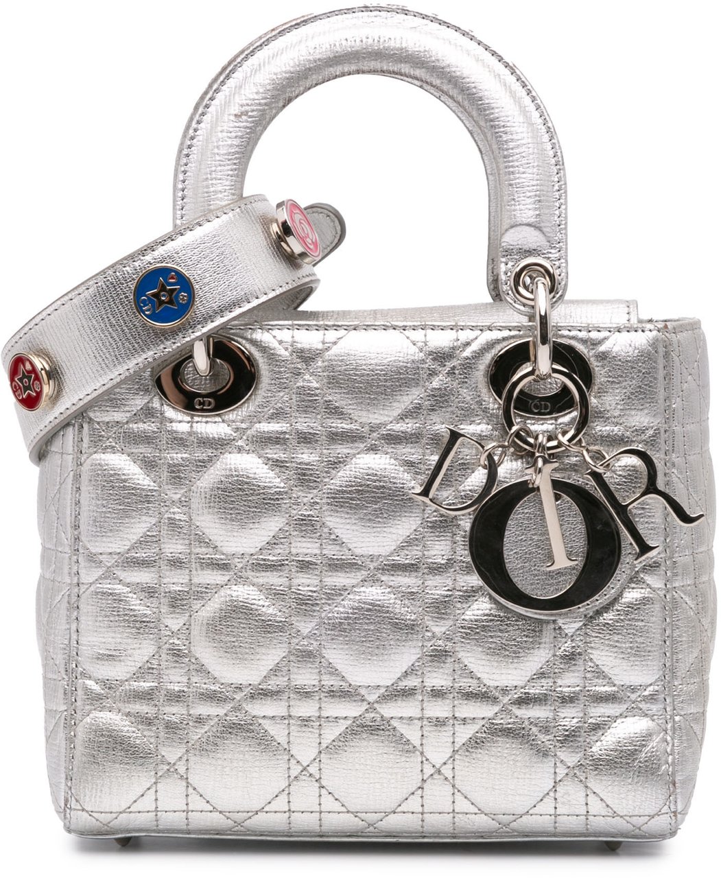Dior Small Metallic Grained Calfskin Cannage My ABCDior Lady Dior Zilver