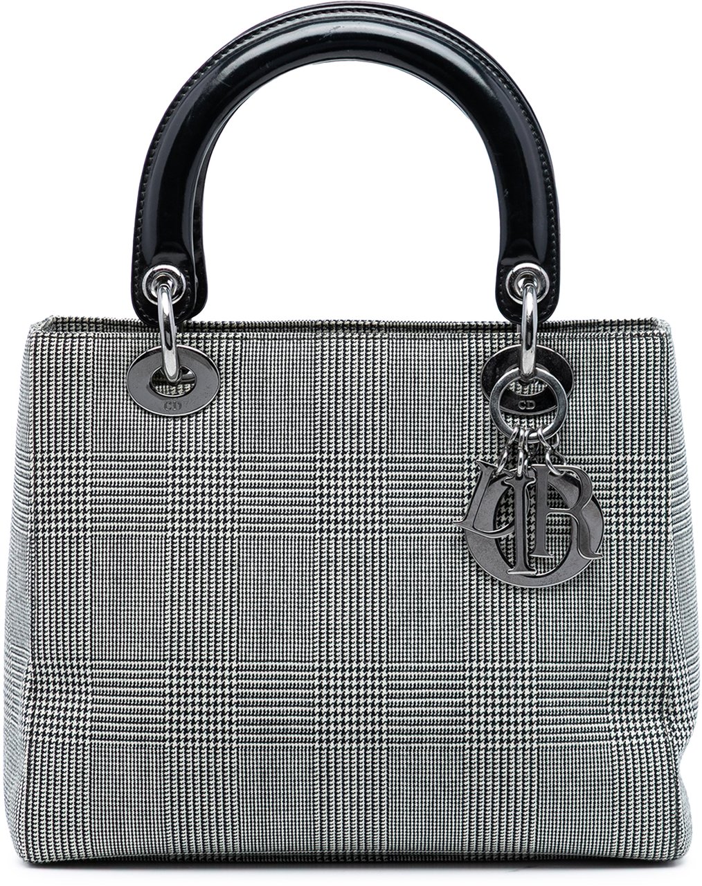 Dior Medium Canvas Houndstooth Lady Dior Grijs