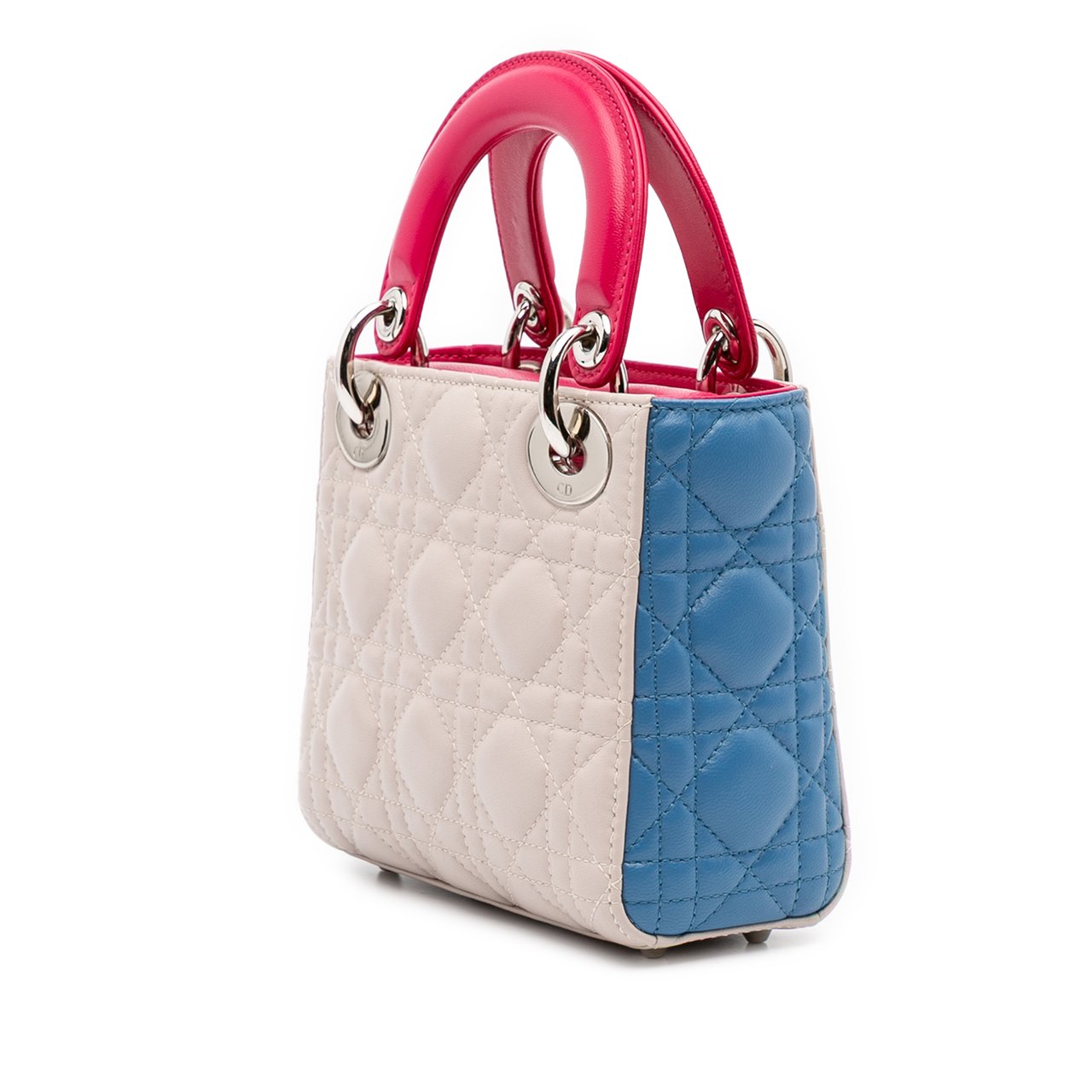 Dior Mini Tricolor Lambskin Cannage Lady Dior Wit