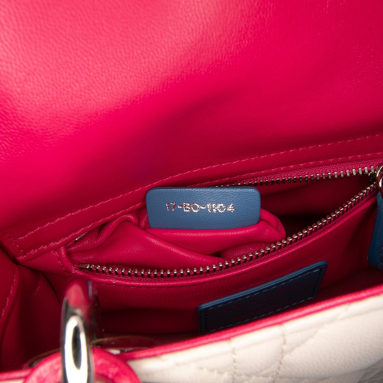 Dior Mini Tricolor Lambskin Cannage Lady Dior Wit