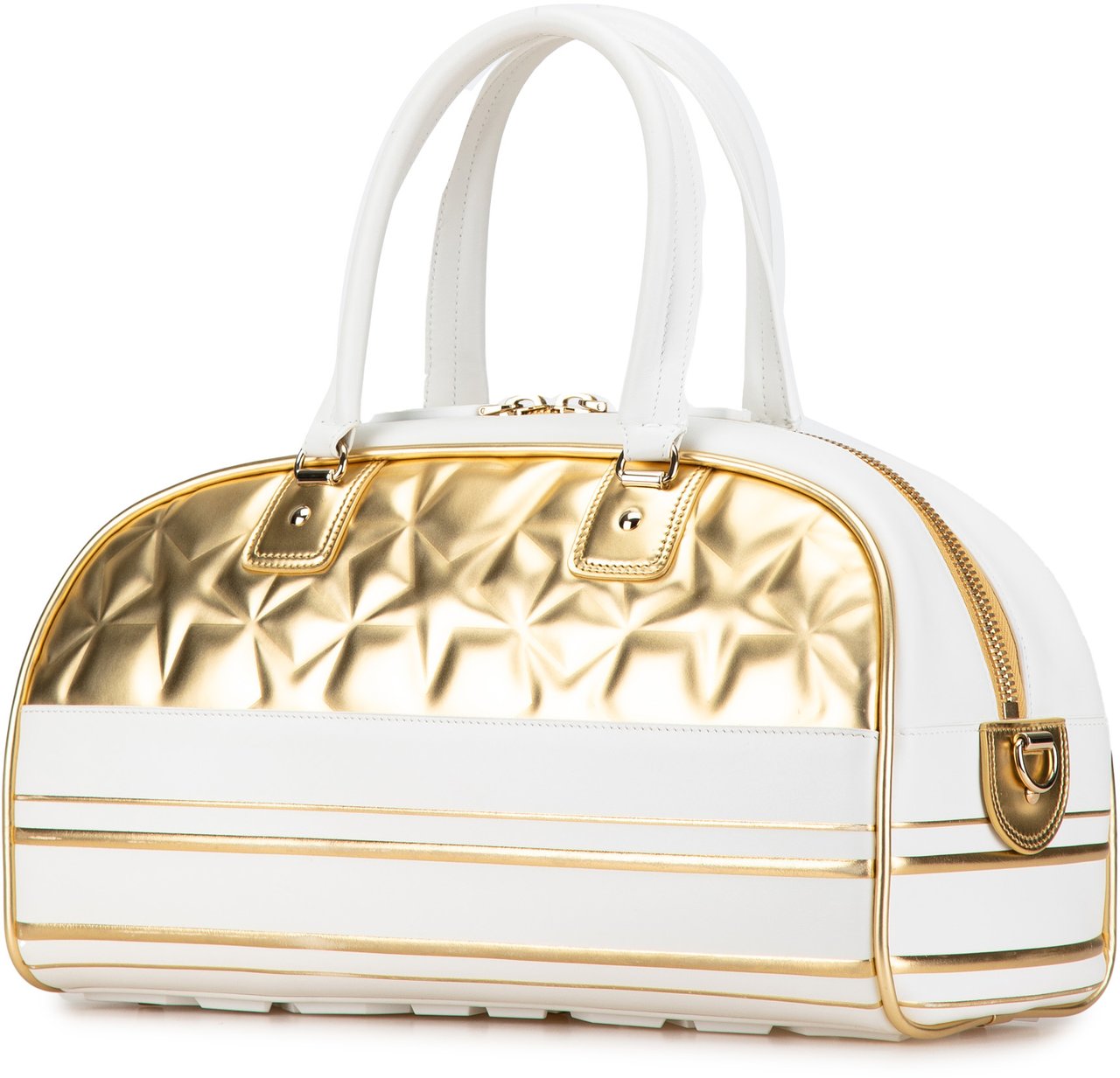 Dior Medium Padded Etoile Leather Vibe Zip Bowling Bag Goud