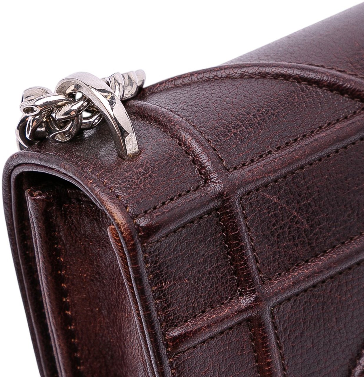 Dior Mini Grained Calfskin Diorama Flap Bruin