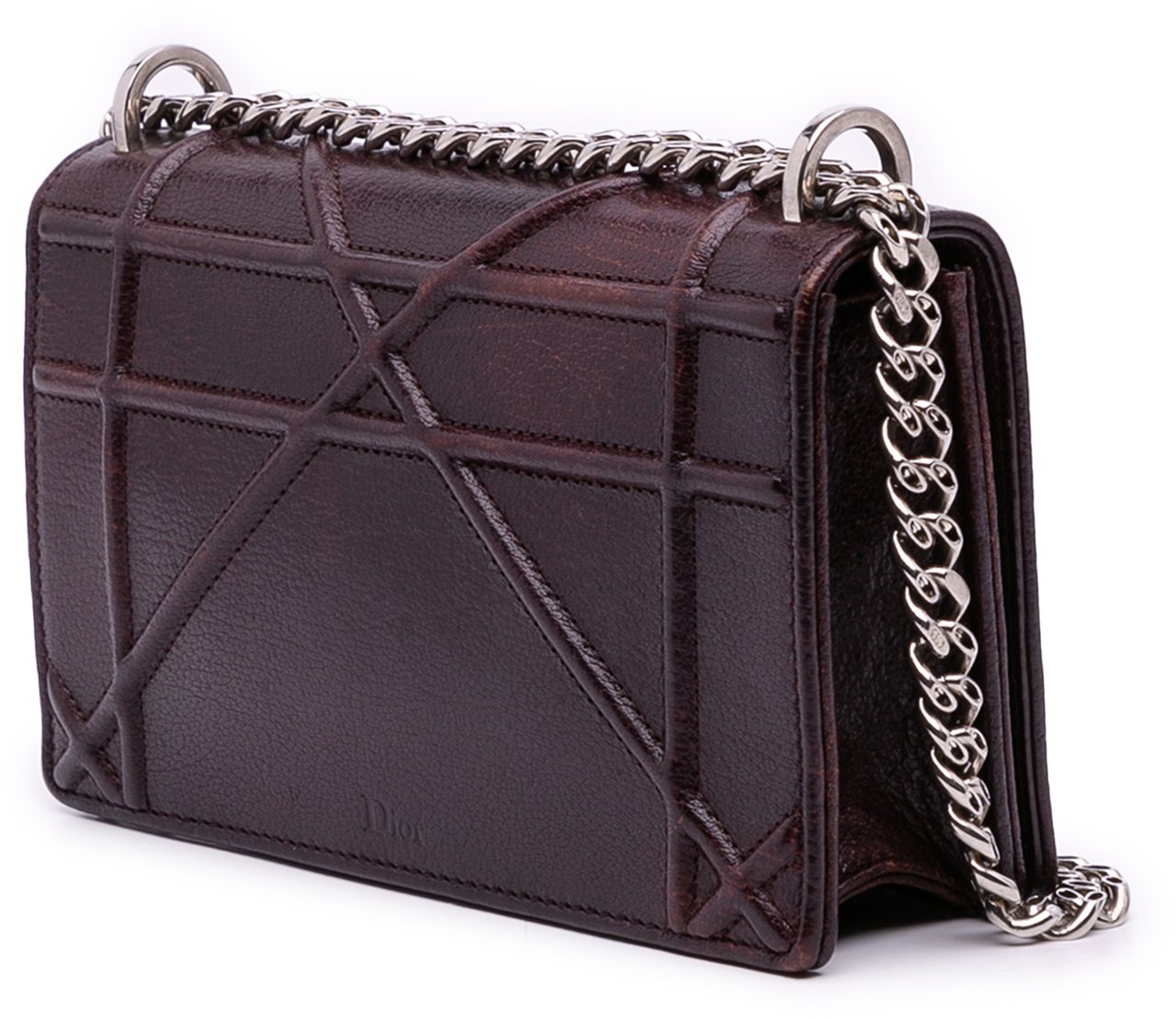 Dior Mini Grained Calfskin Diorama Flap Bruin