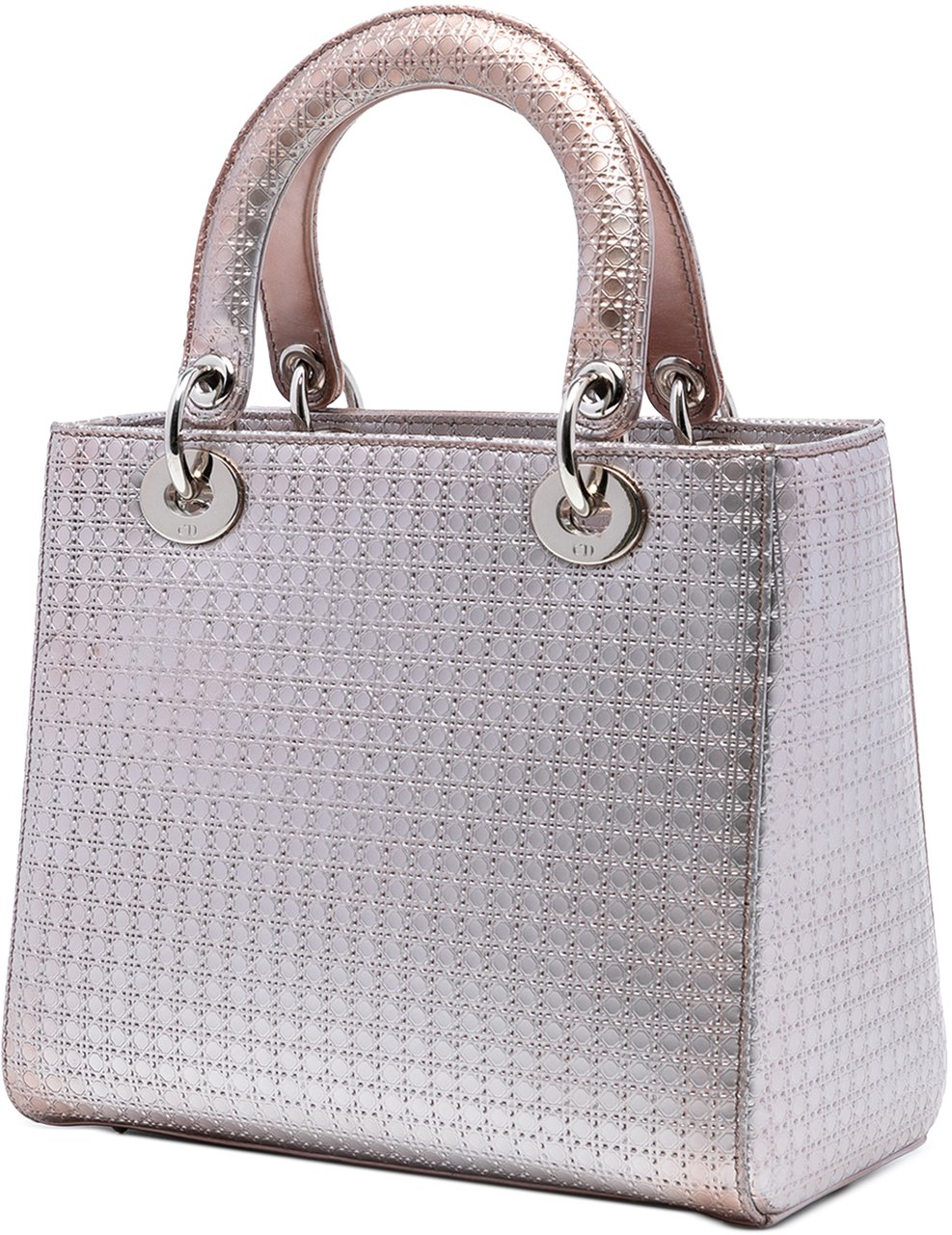 Dior Medium Metallic Patent Microcannage Lady Dior Roze