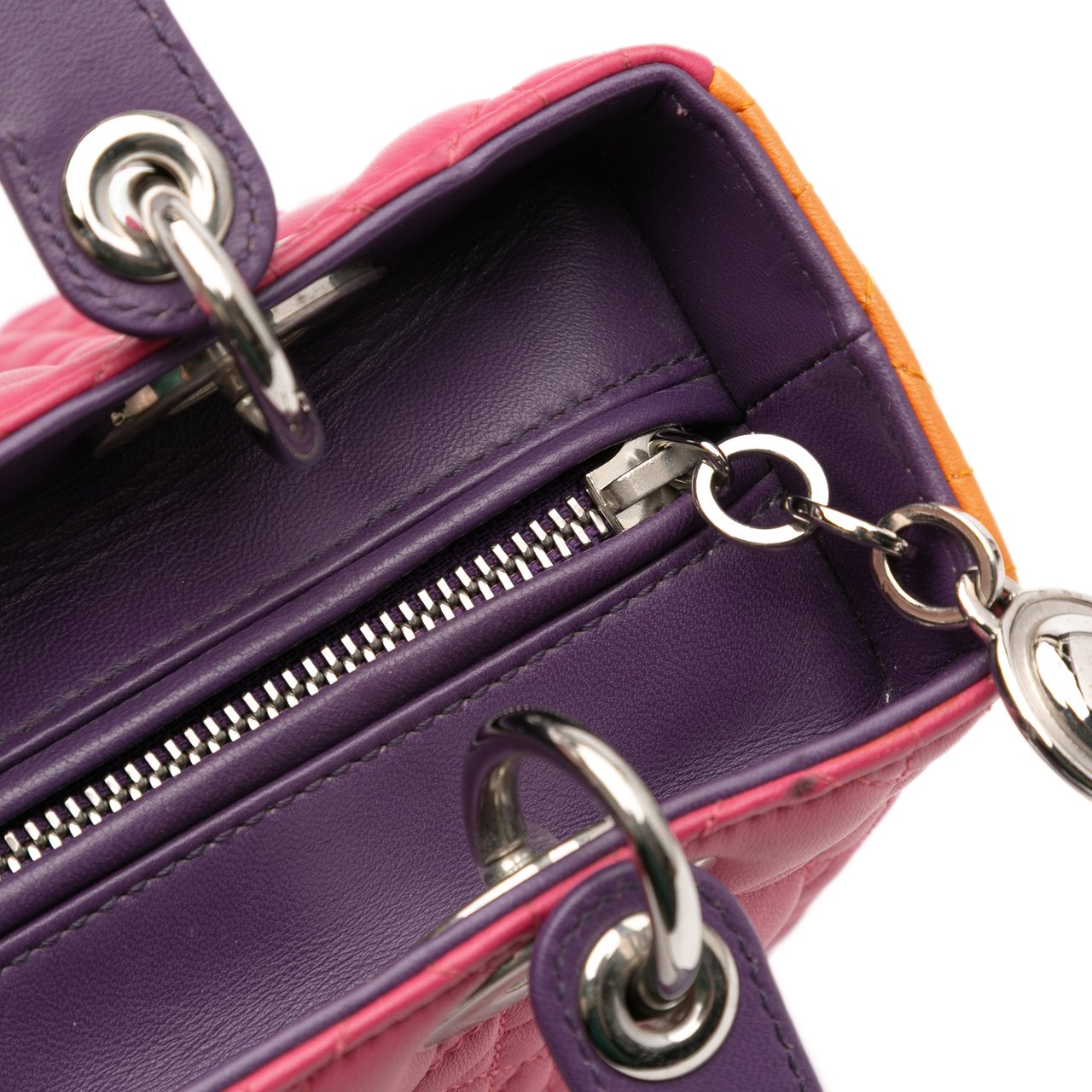 Dior Medium Tricolor Lambskin Cannage Lady Dior Roze