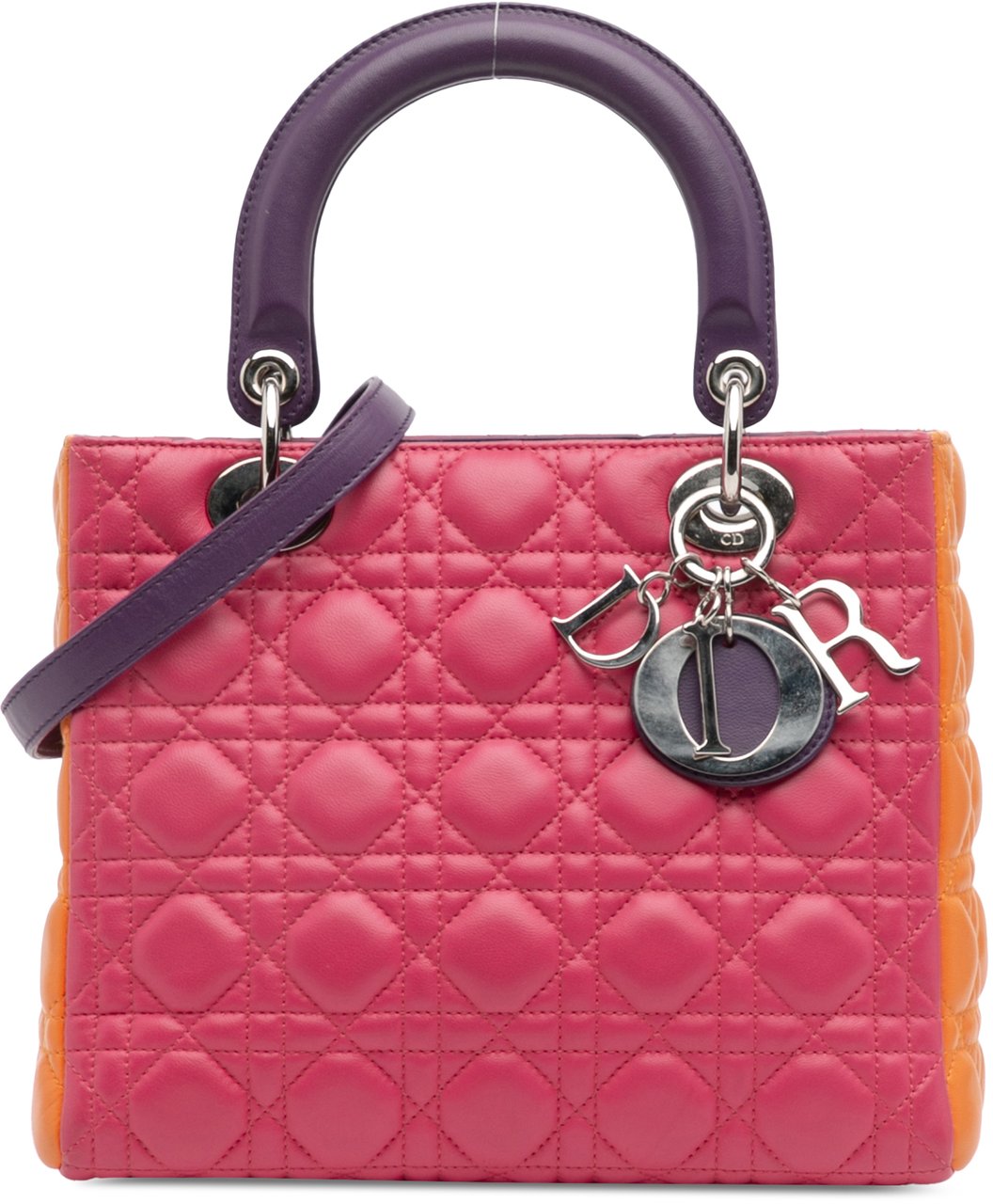 Dior Medium Tricolor Lambskin Cannage Lady Dior Roze