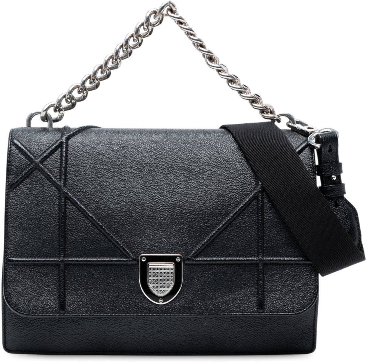Dior Large Grained Calfskin Diorama Flap Zwart