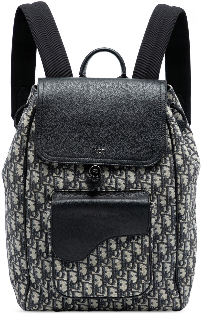 Dior Oblique Canvas Saddle Backpack Blauw