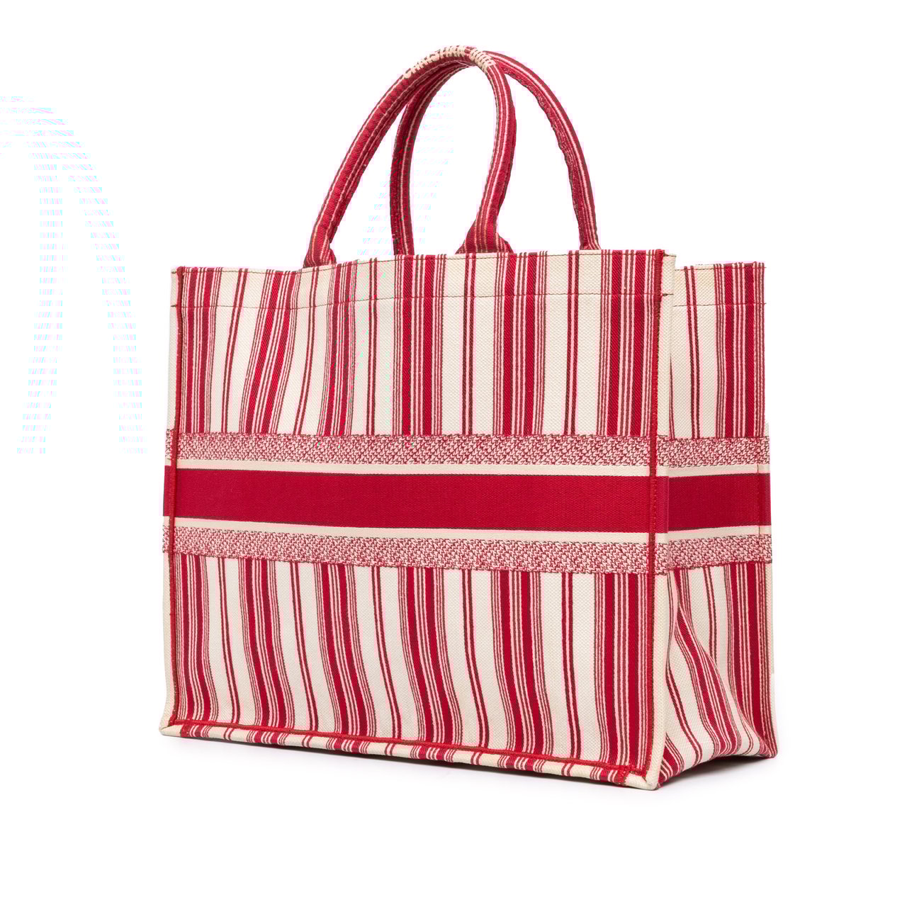 Dior Large Striped Book Tote Rood