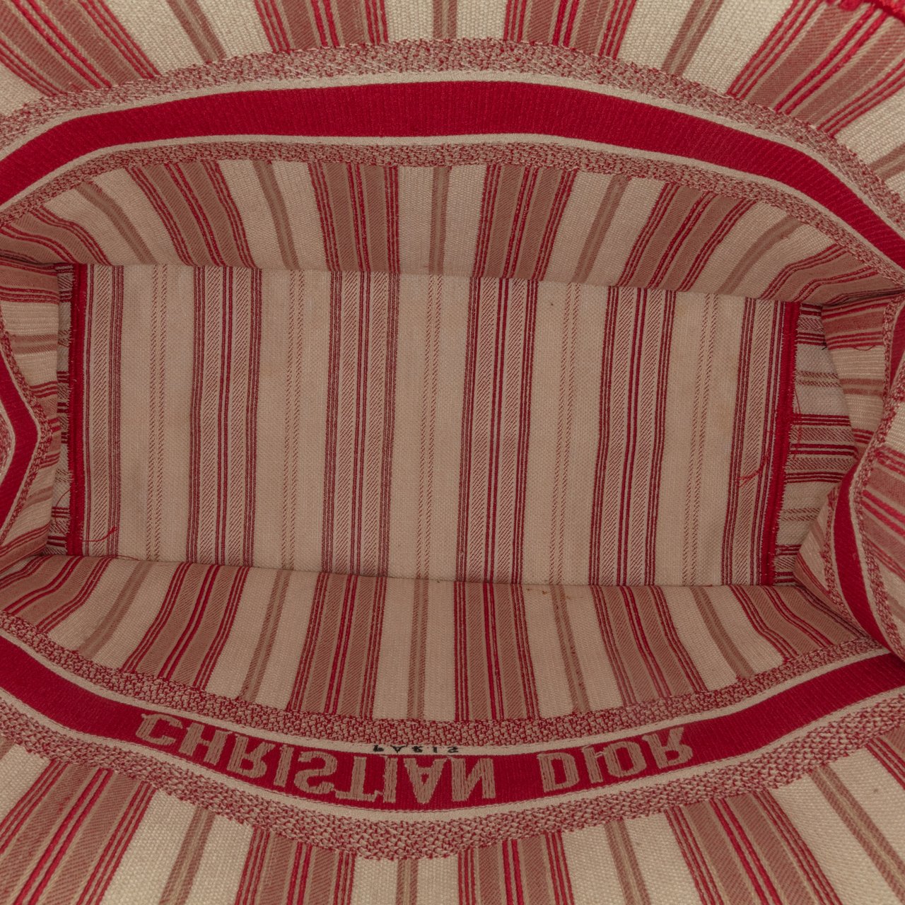 Dior Large Striped Book Tote Rood