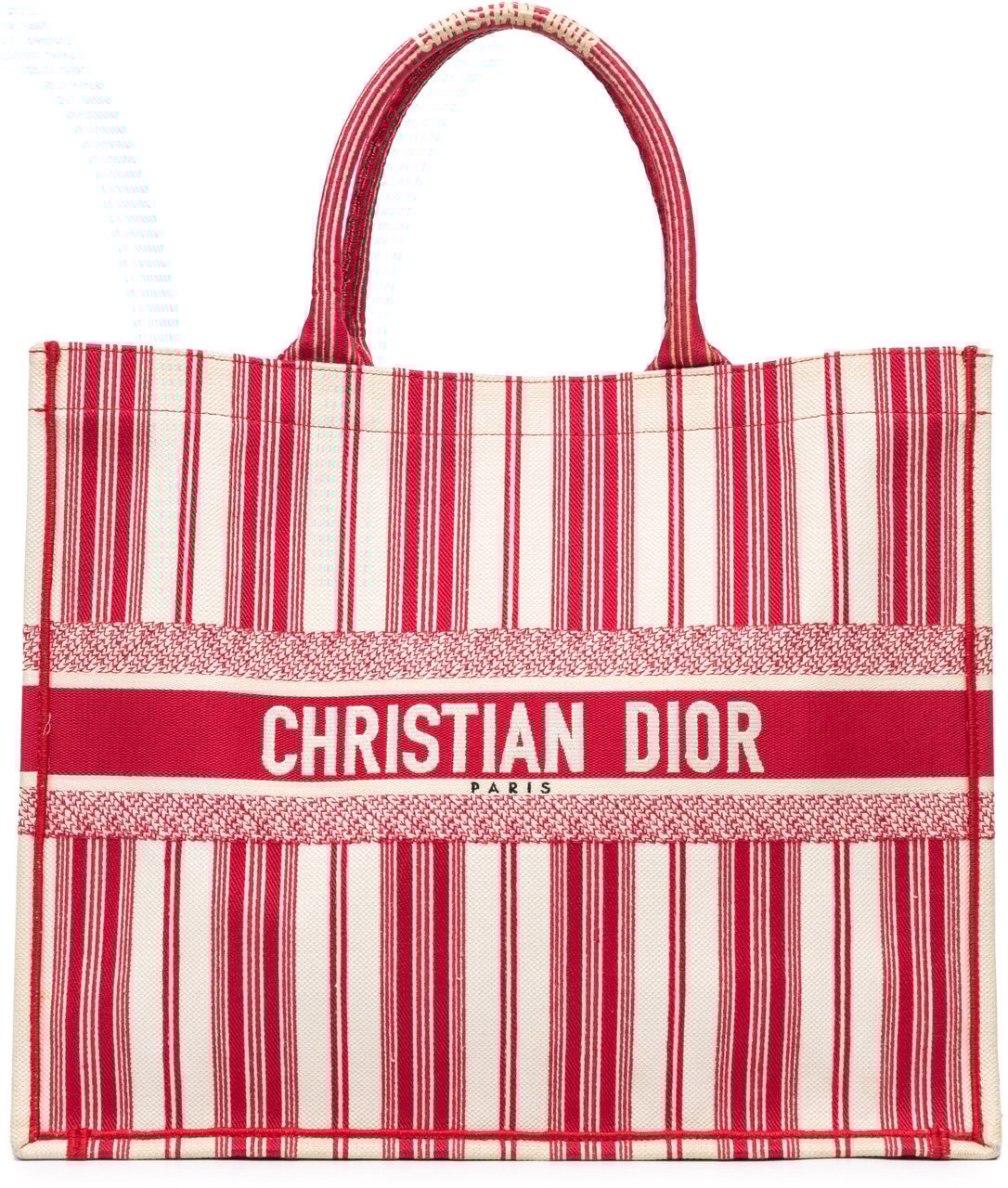 Dior Large Striped Book Tote Rood