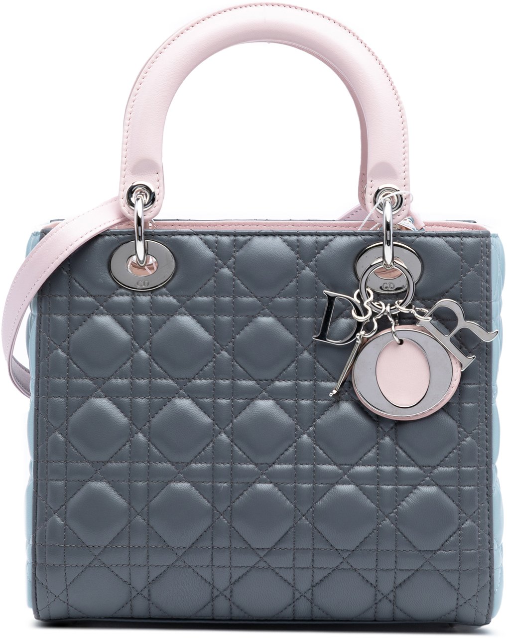 Dior Medium Tricolor Lambskin Cannage Lady Dior Grijs