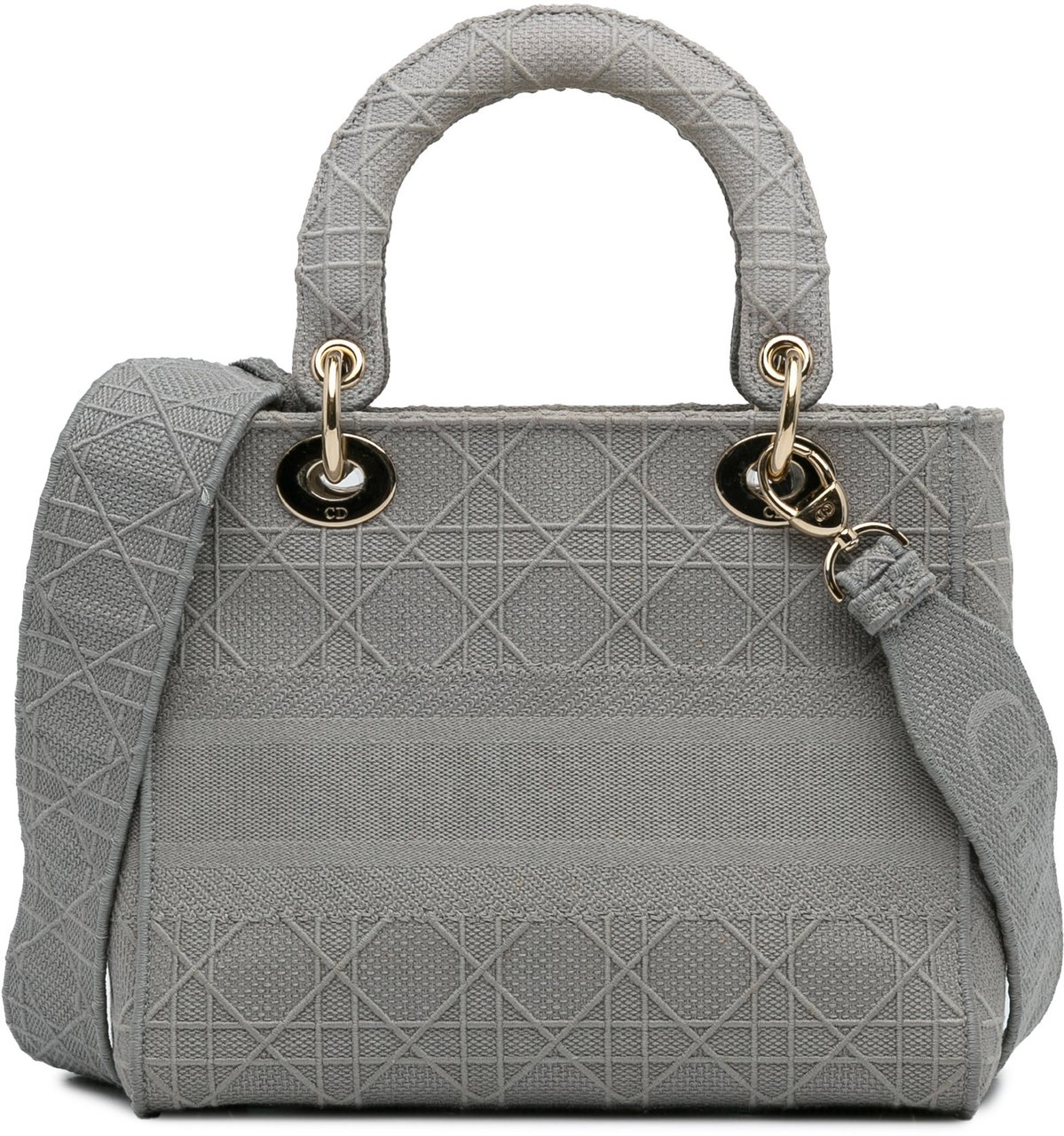 Dior Medium Canvas Cannage Lady D Lite Grijs