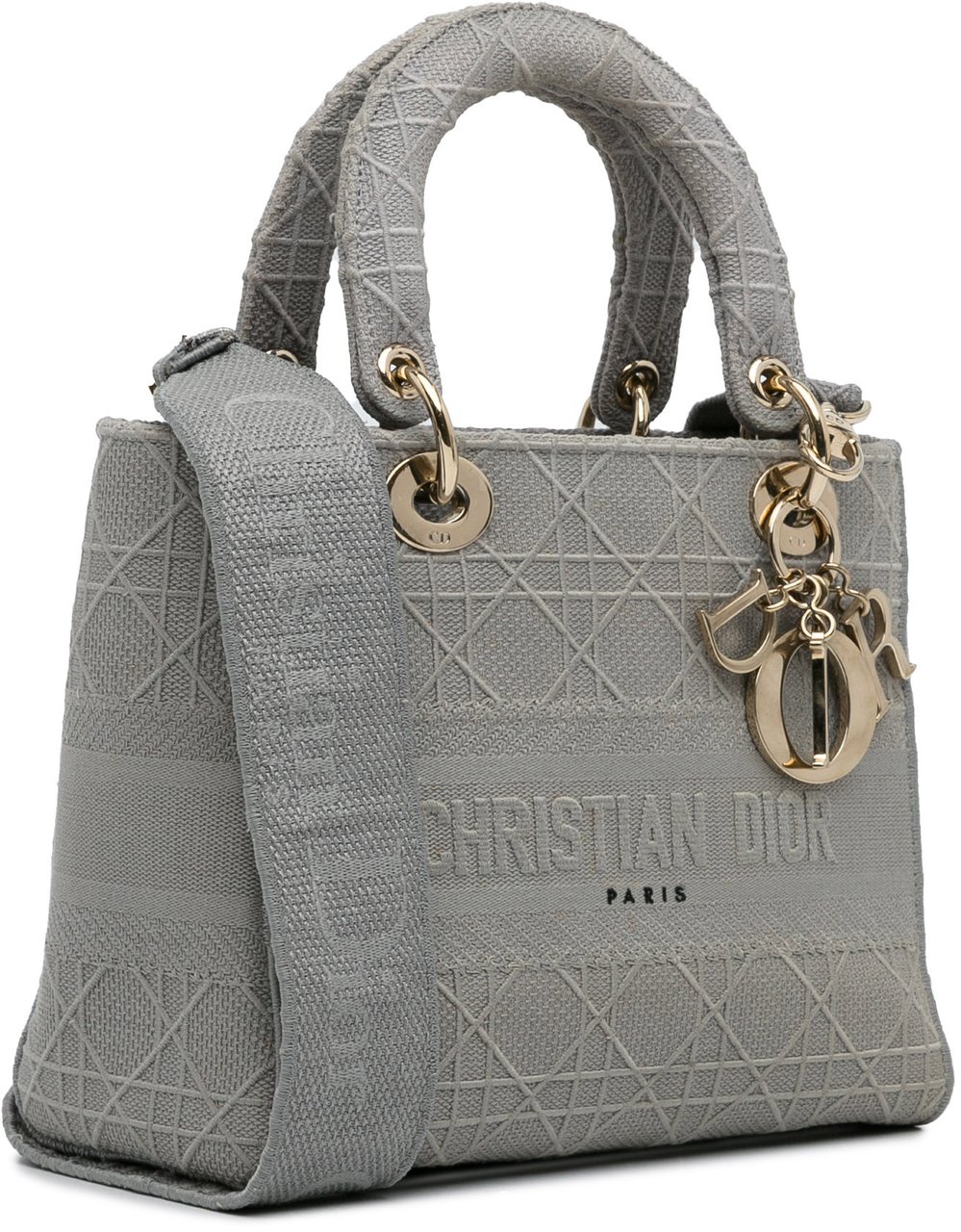 Dior Medium Canvas Cannage Lady D Lite Grijs