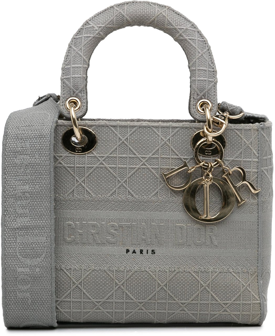 Dior Medium Canvas Cannage Lady D Lite Grijs