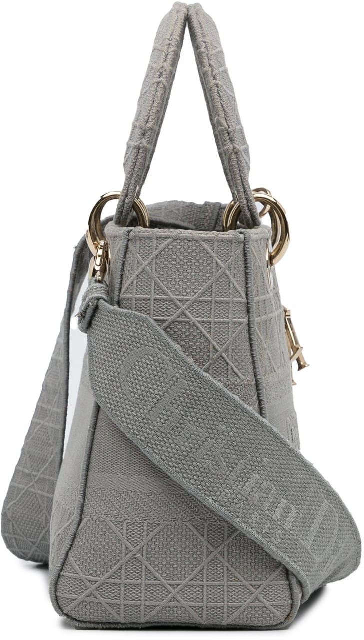 Dior Medium Canvas Cannage Lady D Lite Grijs