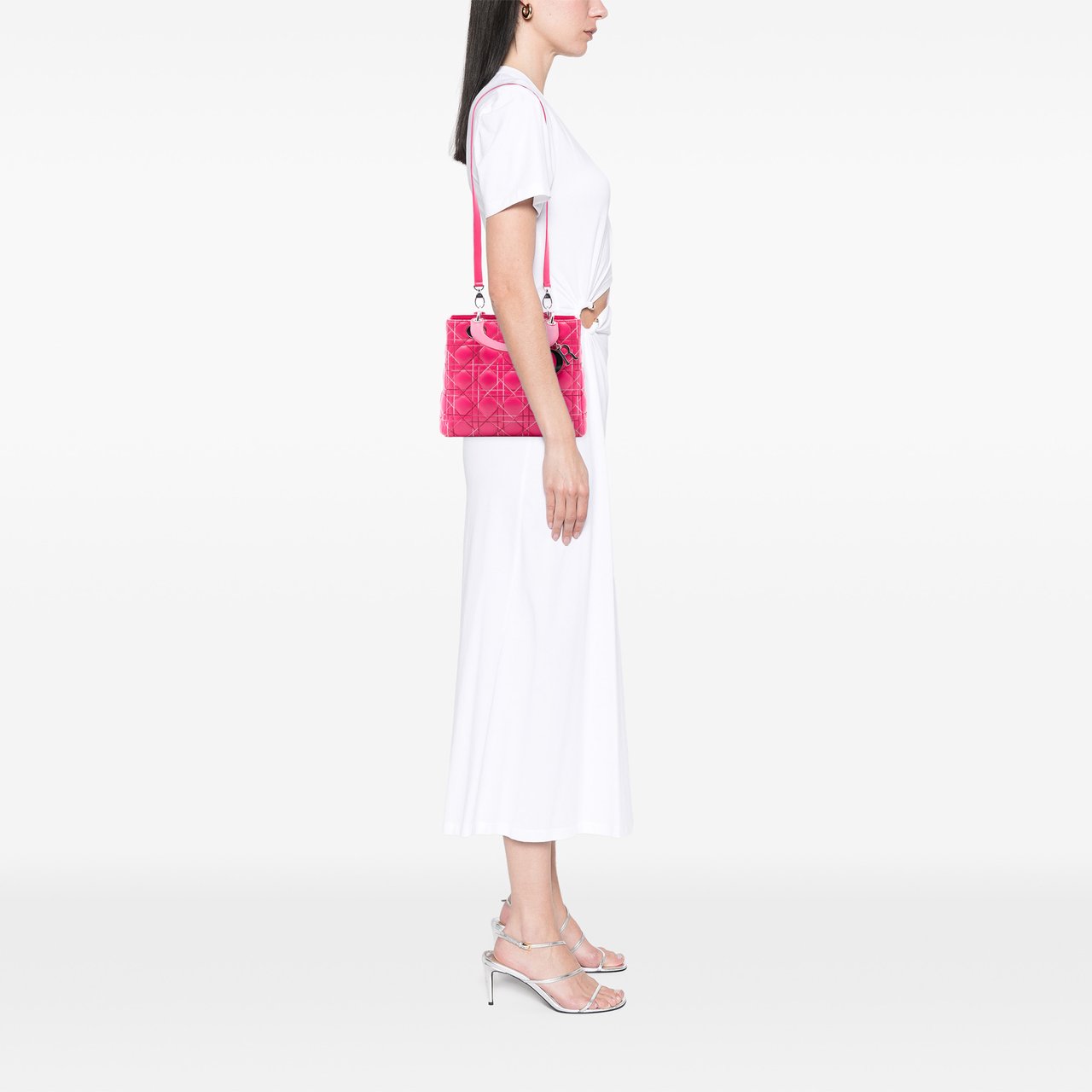 Dior Medium Lambskin Cannage Lady Dior Roze