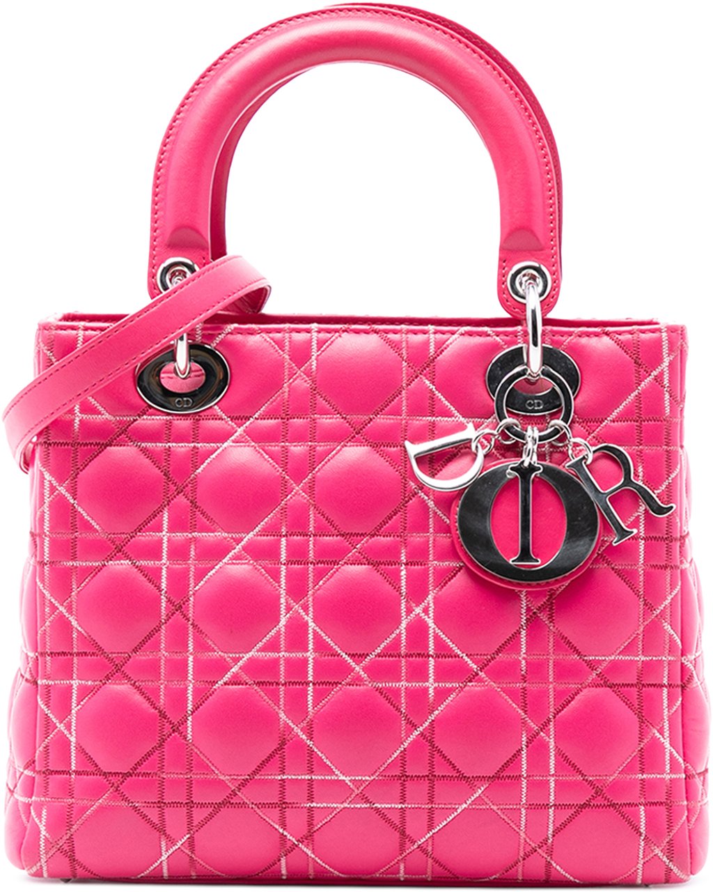 Dior Medium Lambskin Cannage Lady Dior Roze