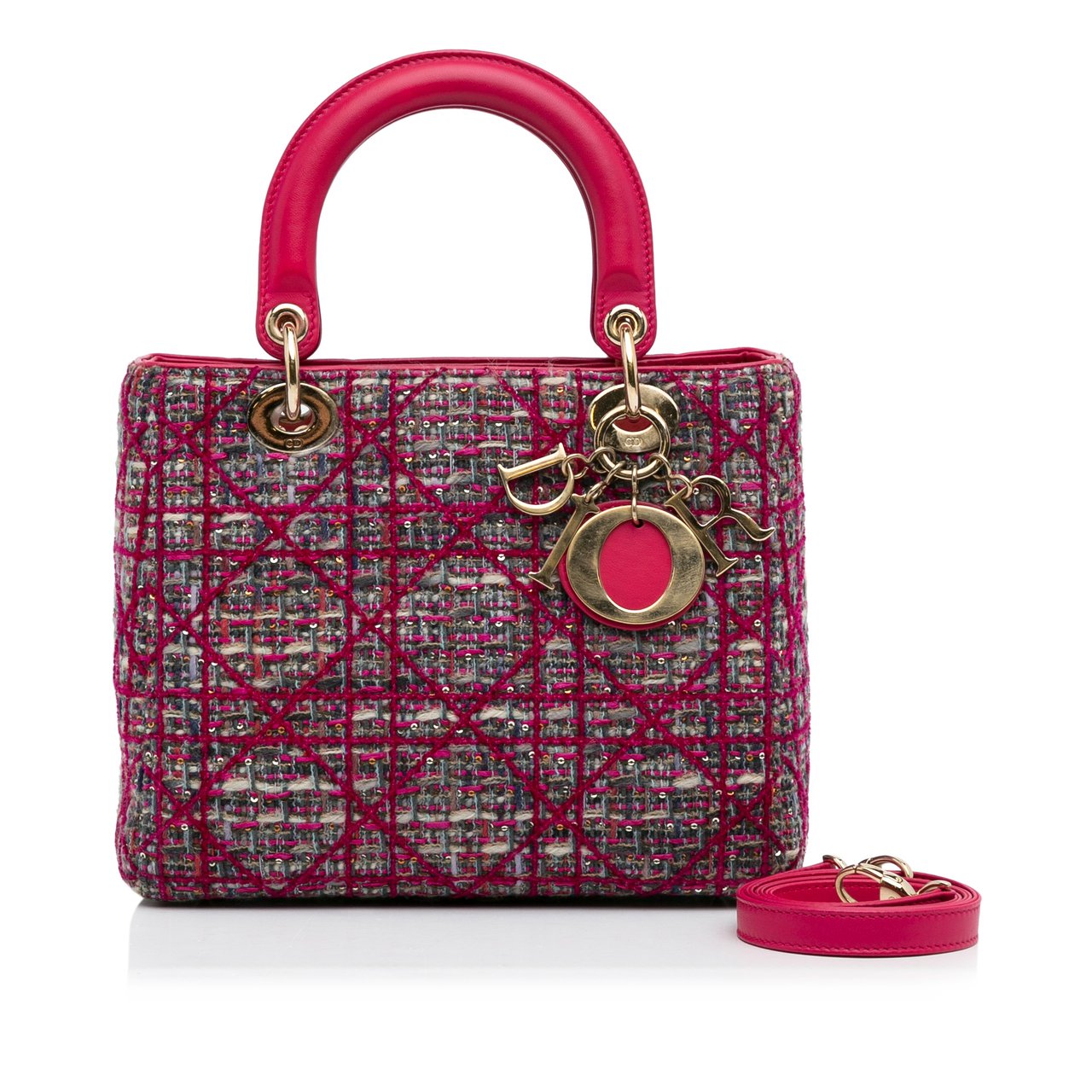 Dior Medium Tweed Macrocannage Lady Dior Roze