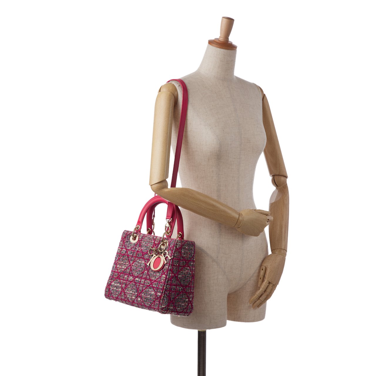 Dior Medium Tweed Macrocannage Lady Dior Roze