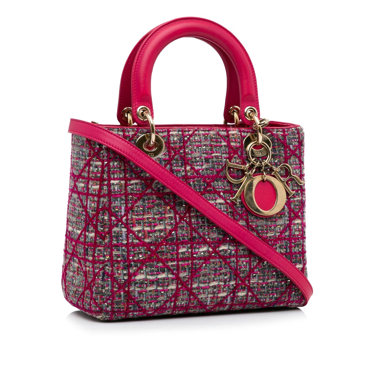 Dior Medium Tweed Macrocannage Lady Dior Roze