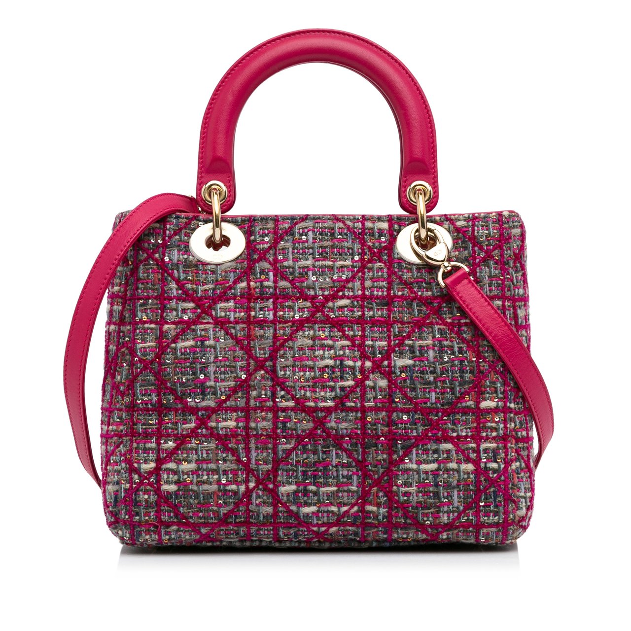 Dior Medium Tweed Macrocannage Lady Dior Roze
