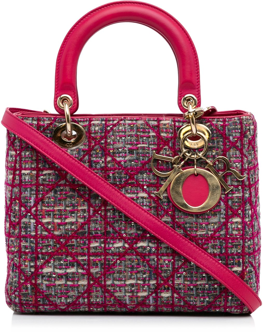 Dior Medium Tweed Macrocannage Lady Dior Roze