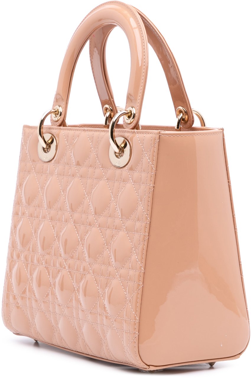 Dior Medium Patent Cannage Lady Dior Bruin