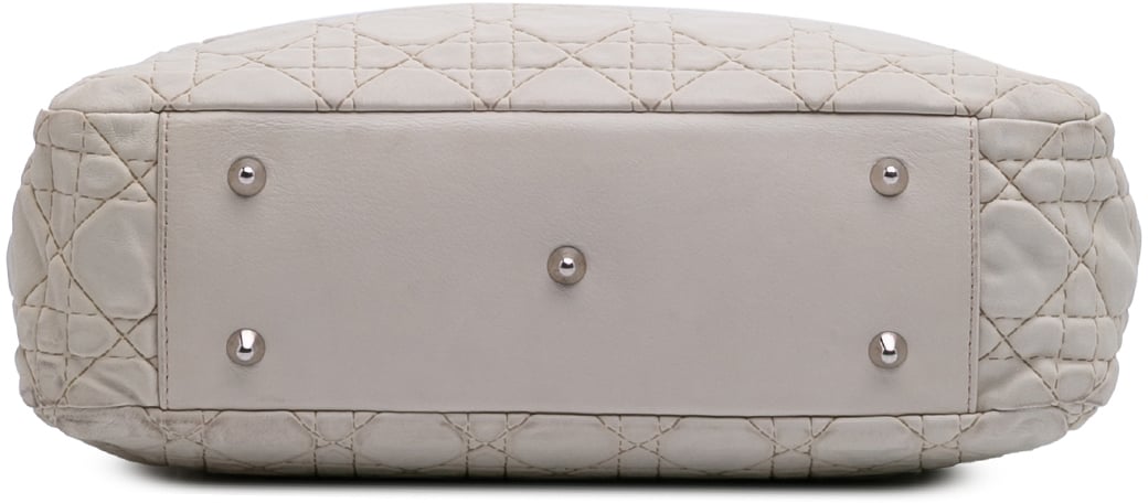 Dior Lambskin Cannage Lady Dior Soft Shopping Tote Wit