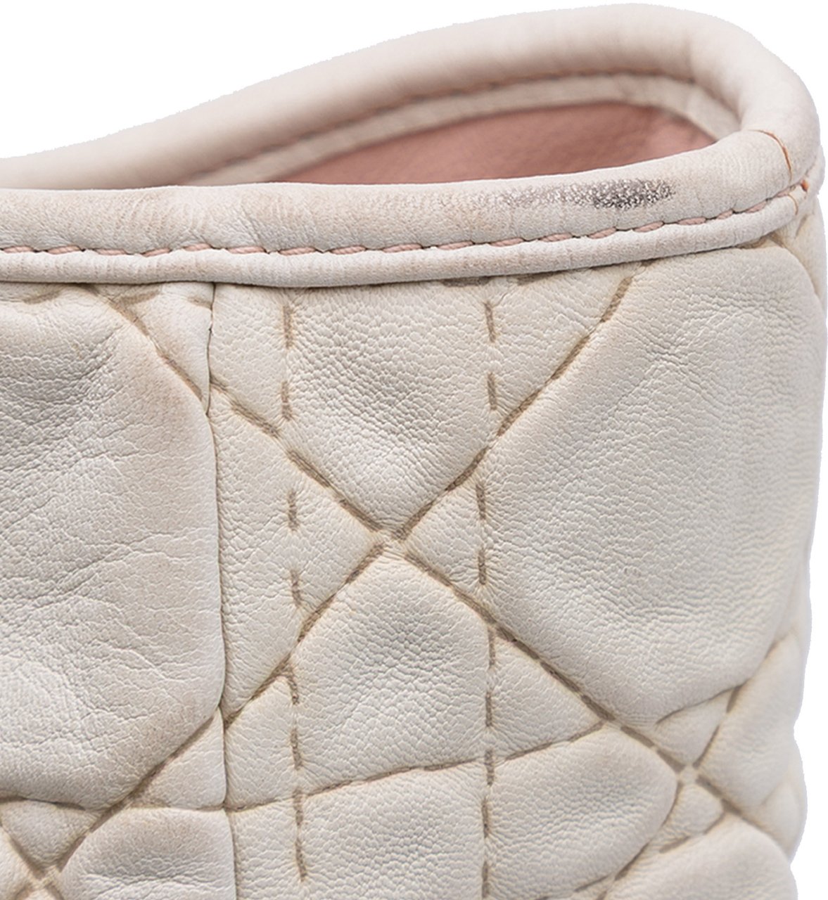 Dior Lambskin Cannage Lady Dior Soft Shopping Tote Wit