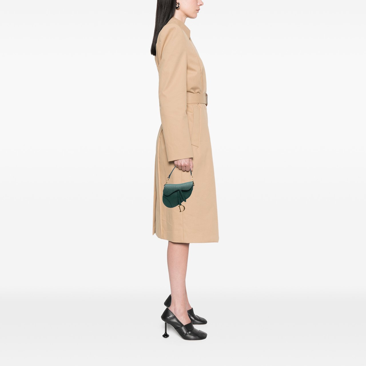 Dior Mini Grained Calfskin Saddle Bag Groen