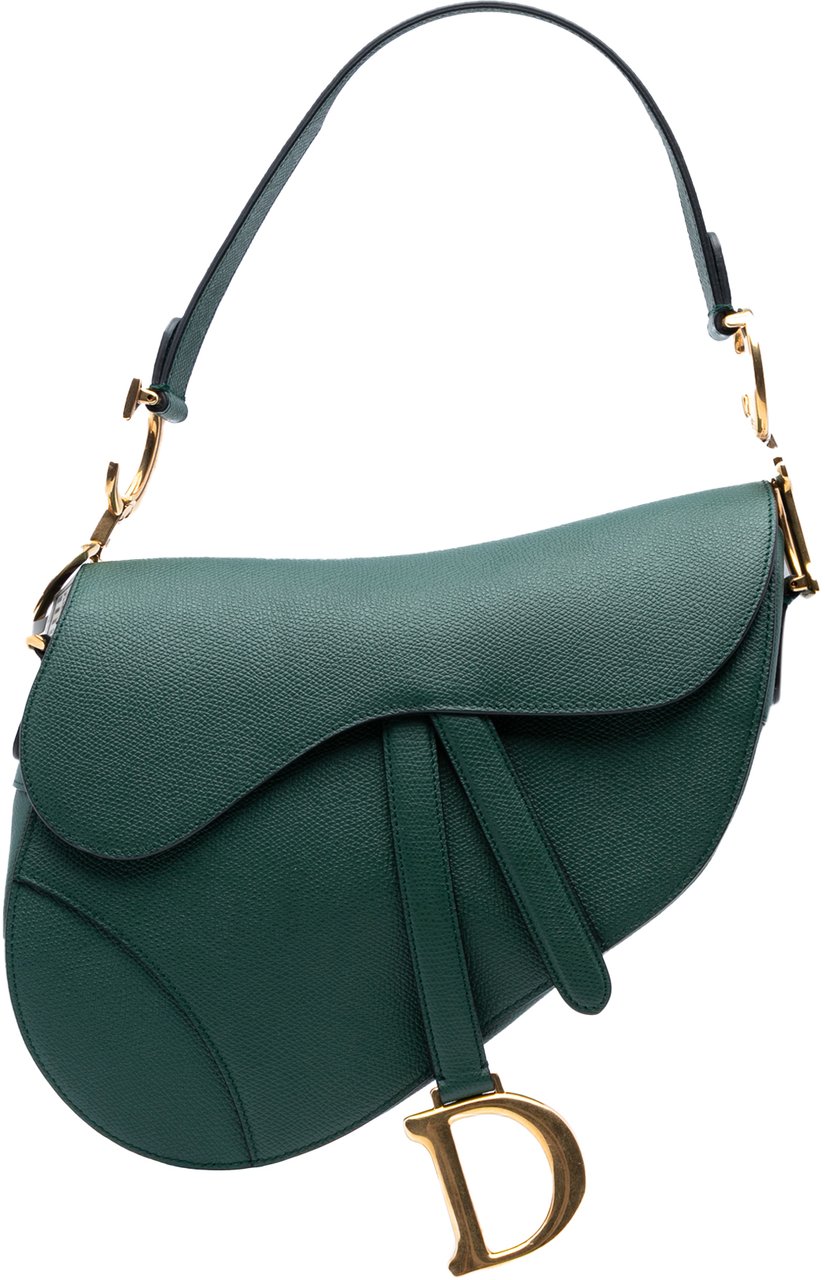 Dior Mini Grained Calfskin Saddle Bag Groen