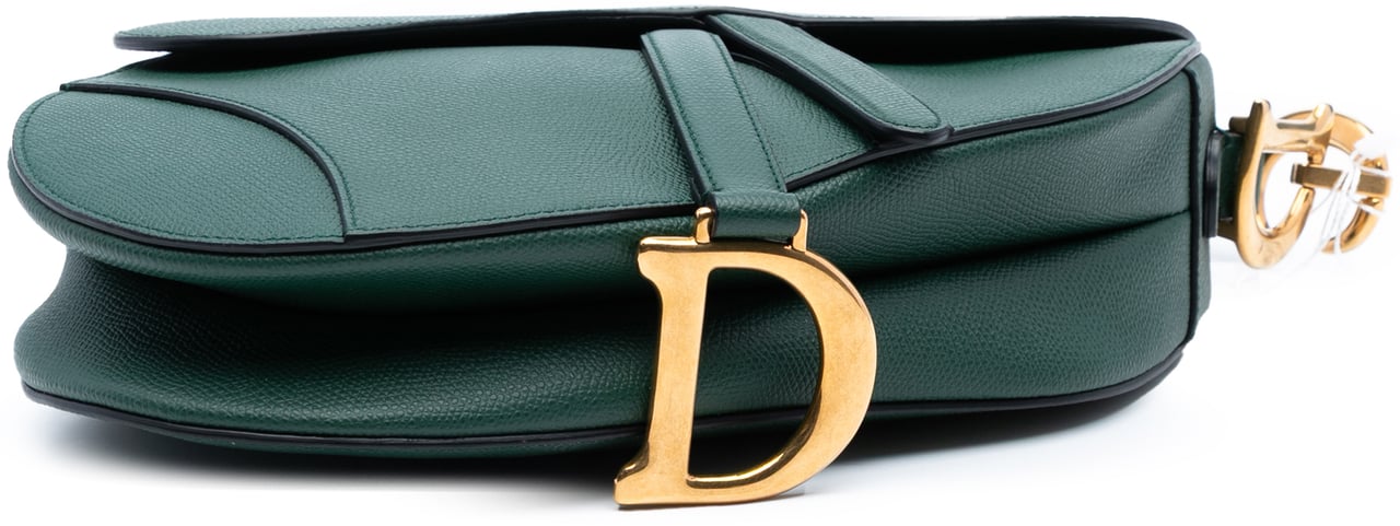 Dior Mini Grained Calfskin Saddle Bag Groen