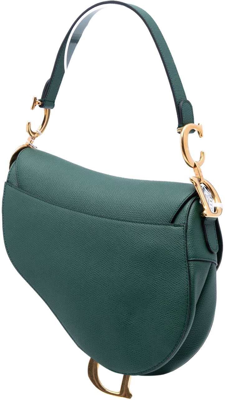 Dior Mini Grained Calfskin Saddle Bag Groen