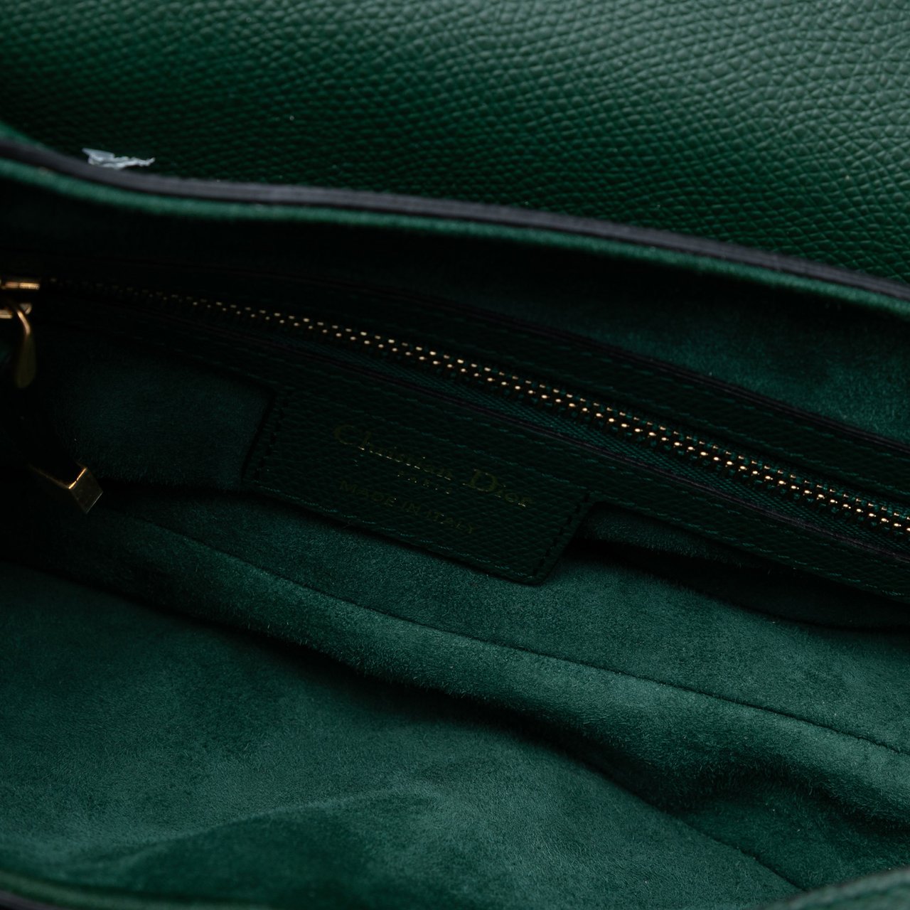 Dior Mini Grained Calfskin Saddle Bag Groen