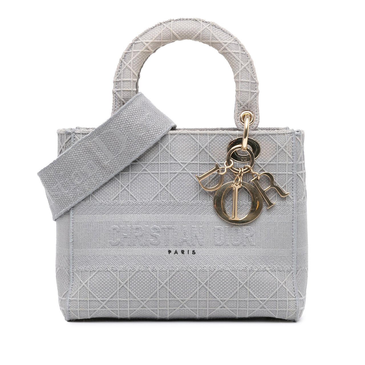 Dior Medium Canvas Cannage Lady D Lite Grijs