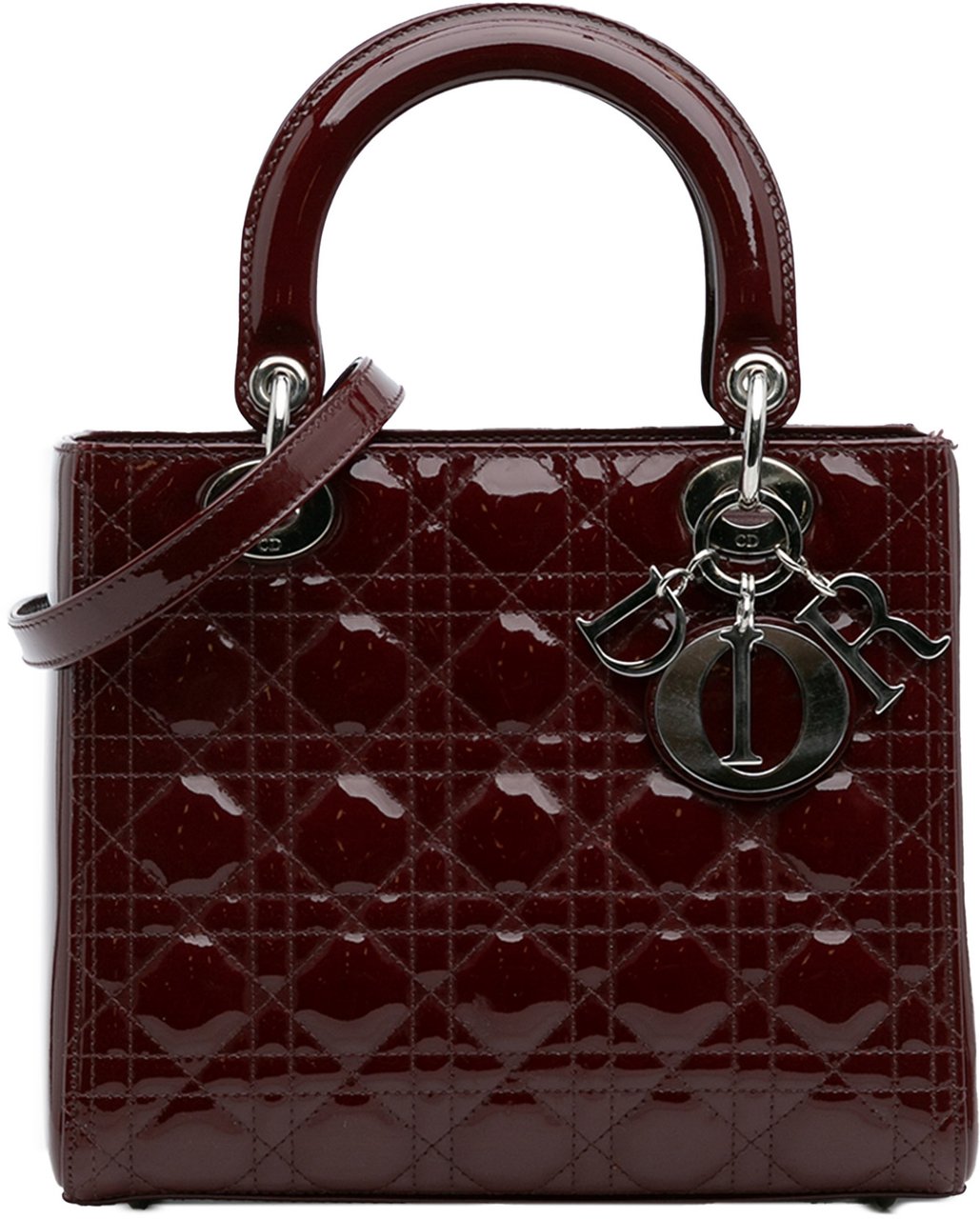 Dior Medium Patent Cannage Lady Dior Rood