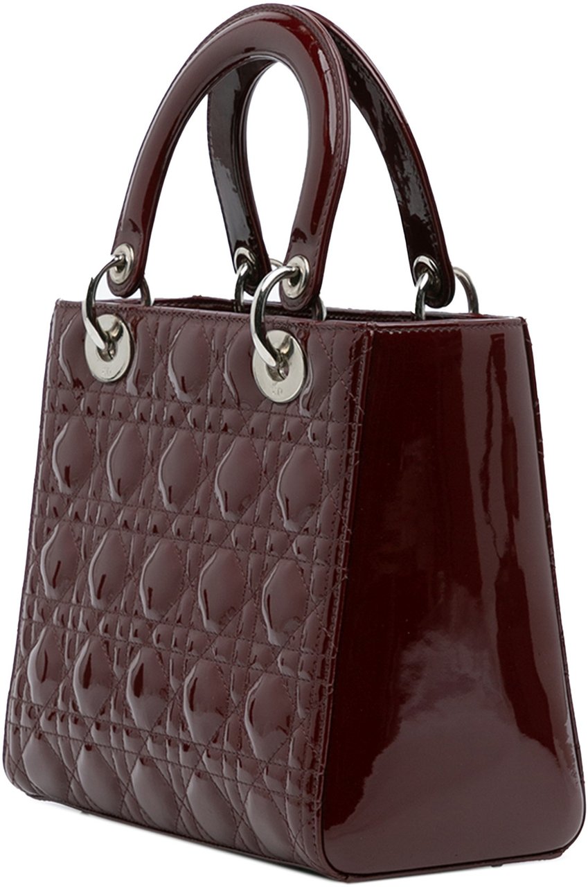 Dior Medium Patent Cannage Lady Dior Rood