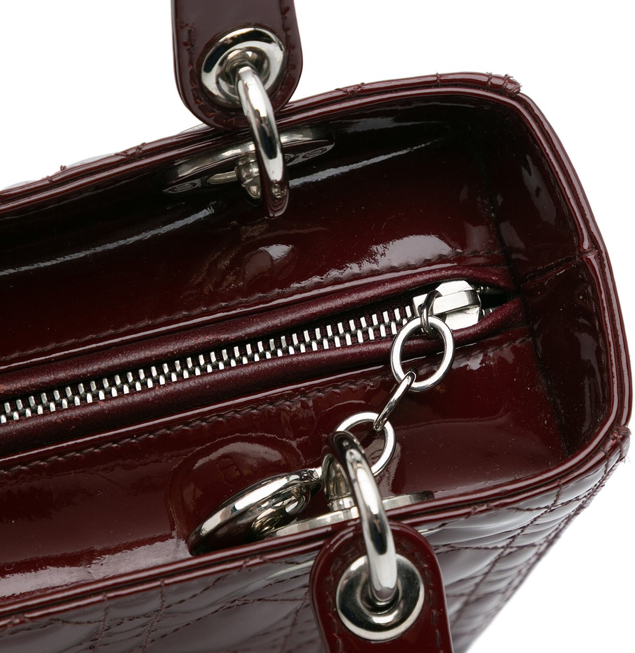 Dior Medium Patent Cannage Lady Dior Rood