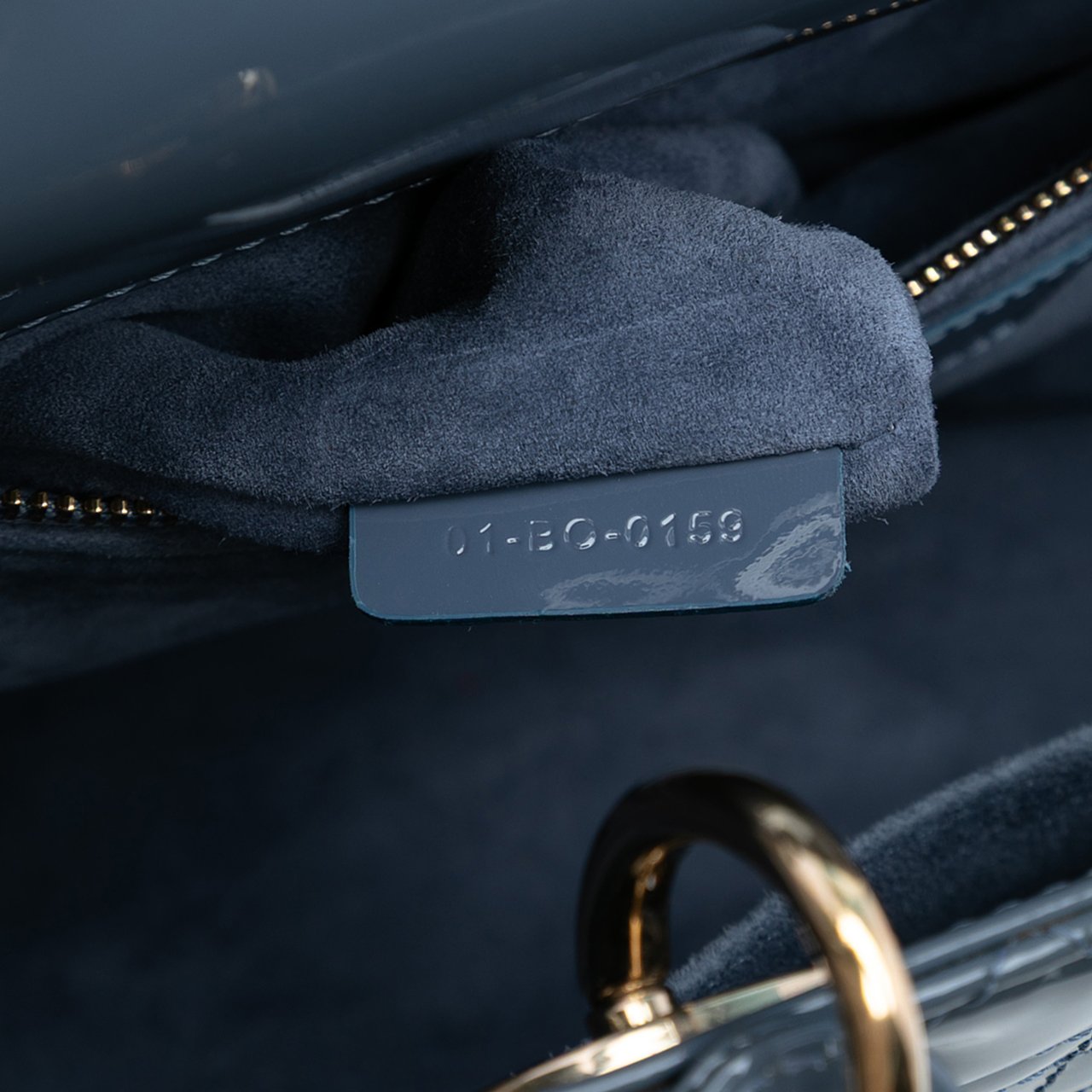 Dior Medium Patent Cannage Lady Dior Blauw