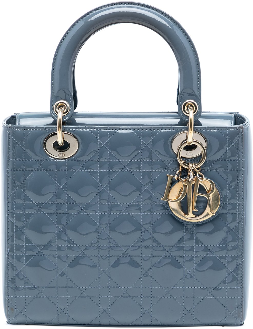 Dior Medium Patent Cannage Lady Dior Blauw