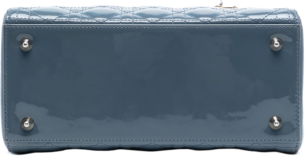 Dior Medium Patent Cannage Lady Dior Blauw