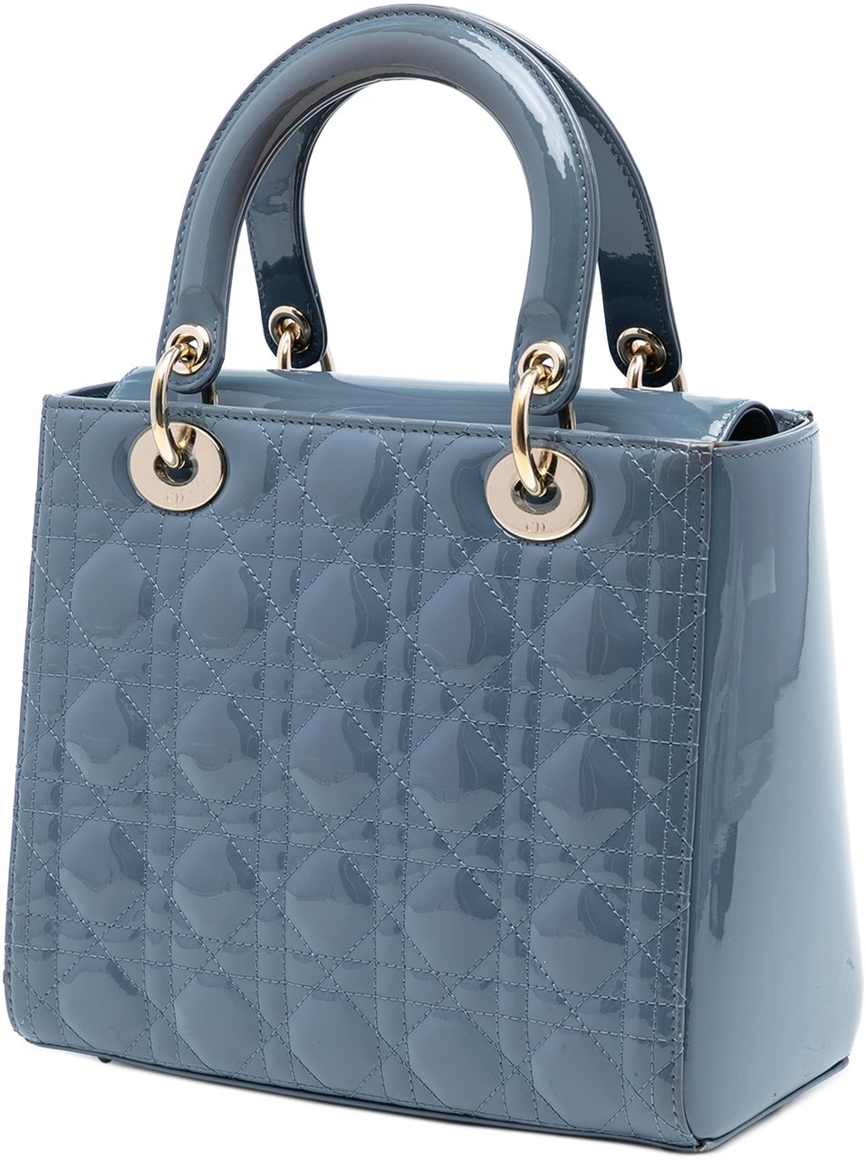 Dior Medium Patent Cannage Lady Dior Blauw