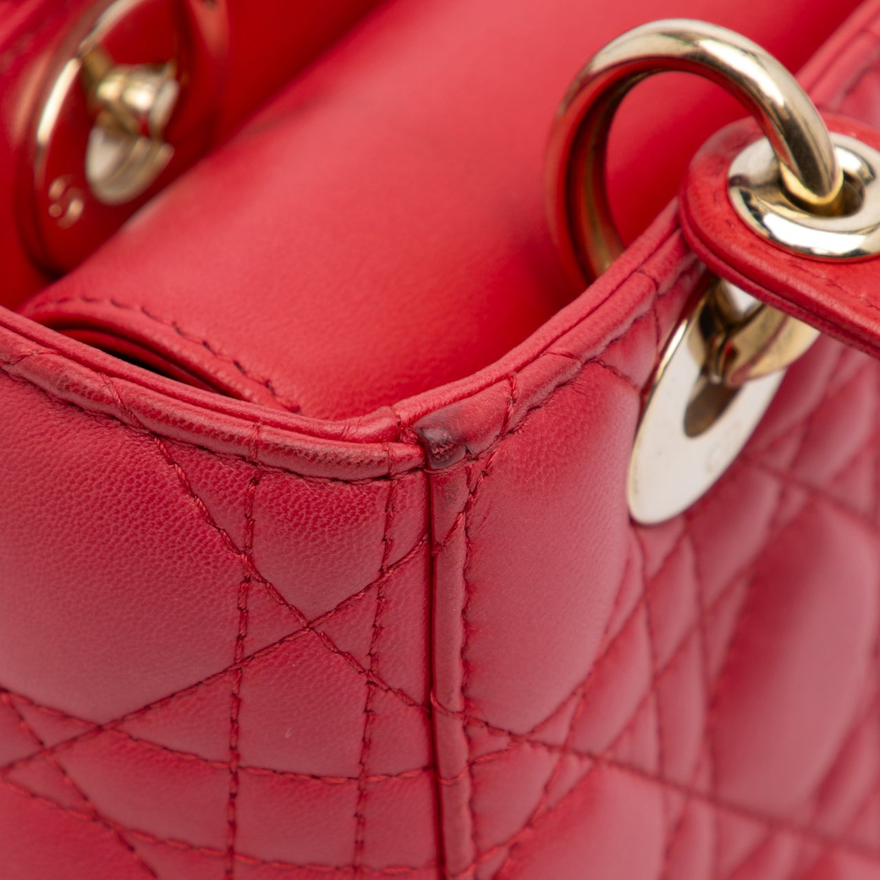 Dior Small Lambskin Cannage My ABCDior Lady Dior Rood