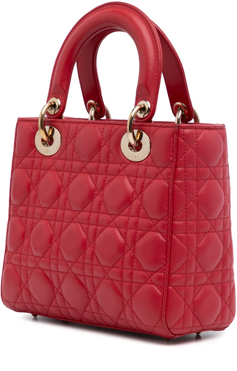 Dior Small Lambskin Cannage My ABCDior Lady Dior Rood