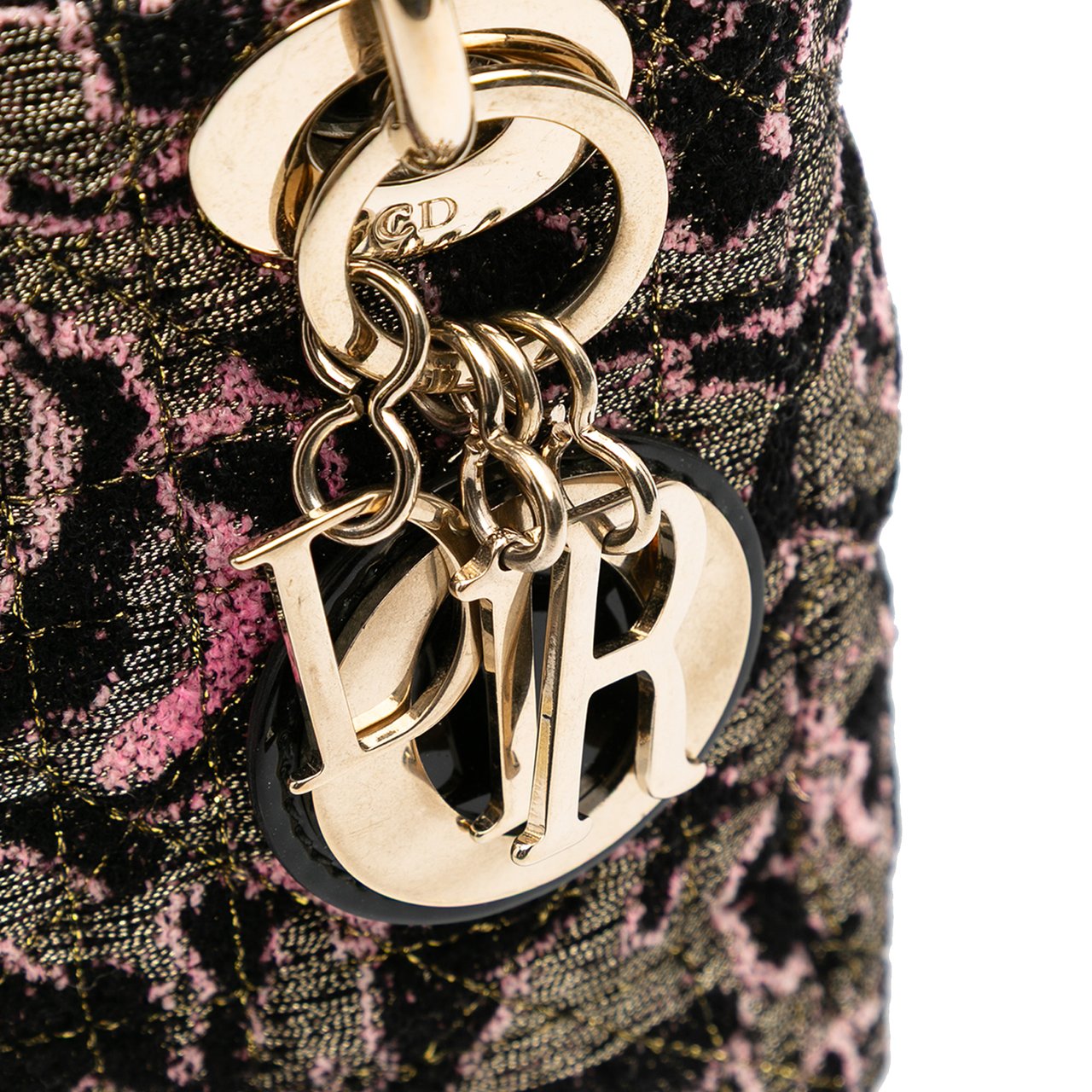 Dior Mini Tweed Rose Embroidered Lady Dior Roze