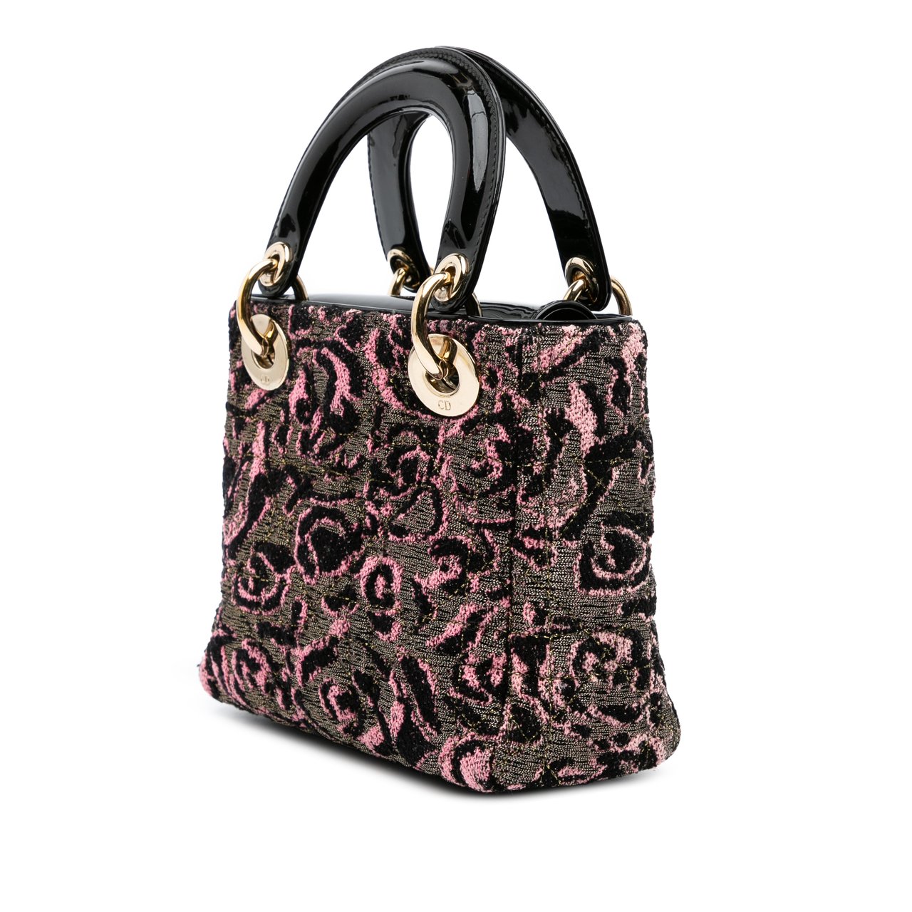 Dior Mini Tweed Rose Embroidered Lady Dior Roze