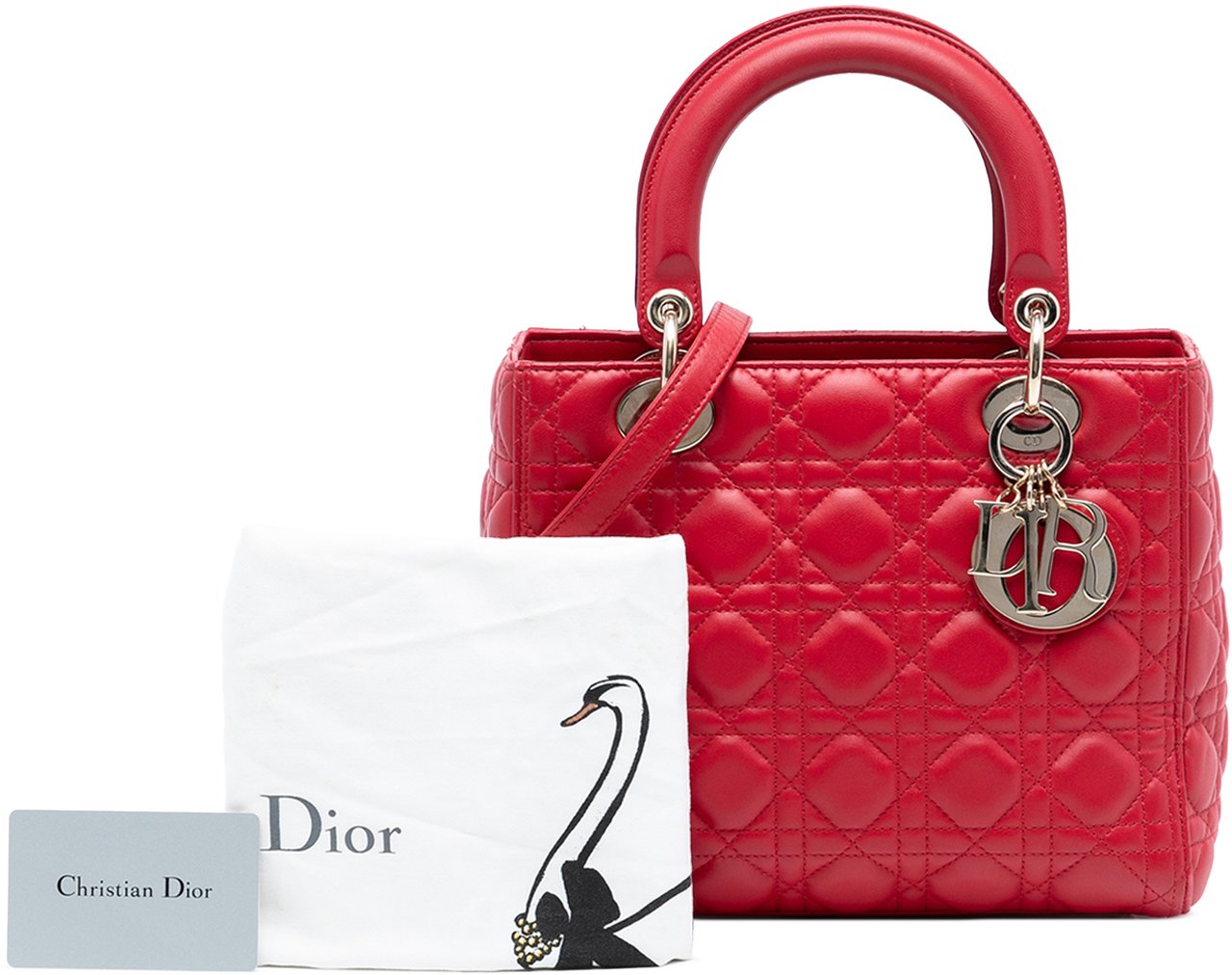 Dior Medium Lambskin Cannage Lady Dior Rood