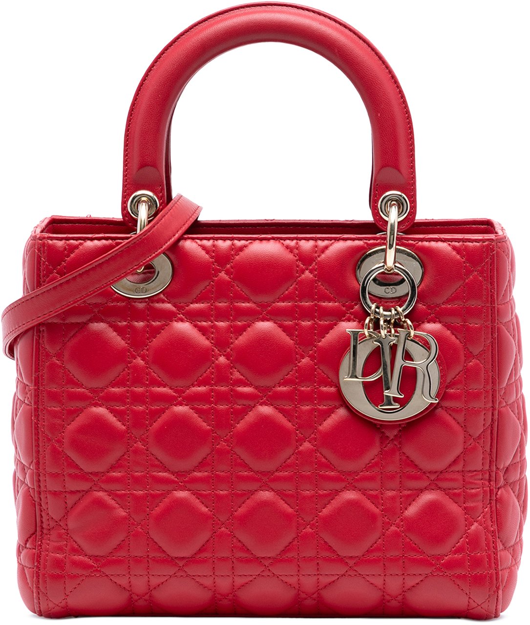 Dior Medium Lambskin Cannage Lady Dior Rood