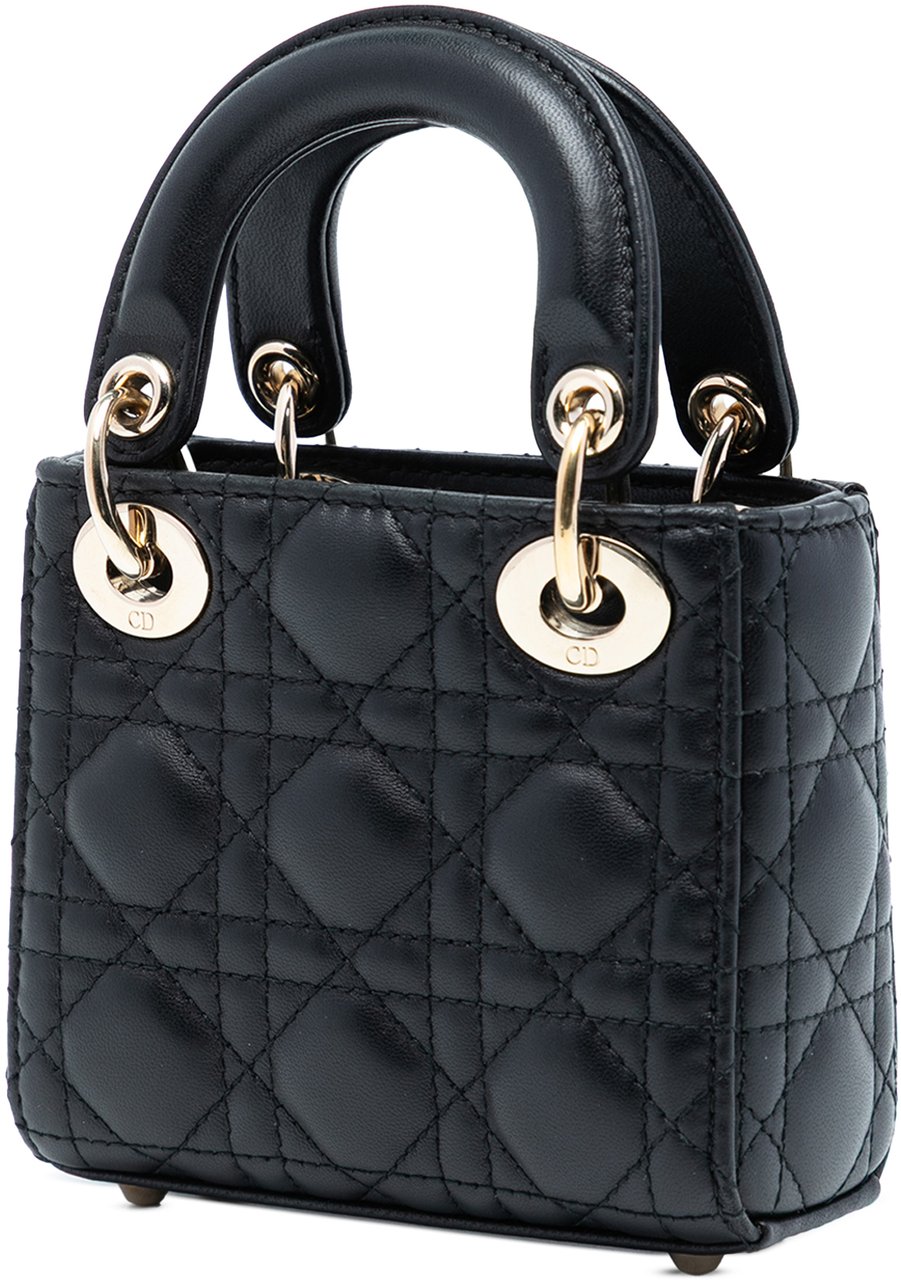 Dior Micro Lambskin Cannage Lady Dior Zwart